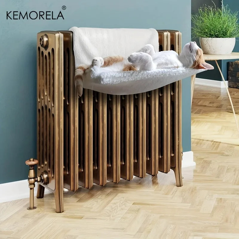 Cat Radiator Bed Hanging Cat Cradle Hammock Small Pet Animal Hanging  Bed with Metal Frame Luxury Warm Fleece Basket for Cats