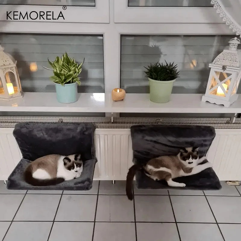 Cat Radiator Bed Hanging Cat Cradle Hammock Small Pet Animal Hanging  Bed with Metal Frame Luxury Warm Fleece Basket for Cats