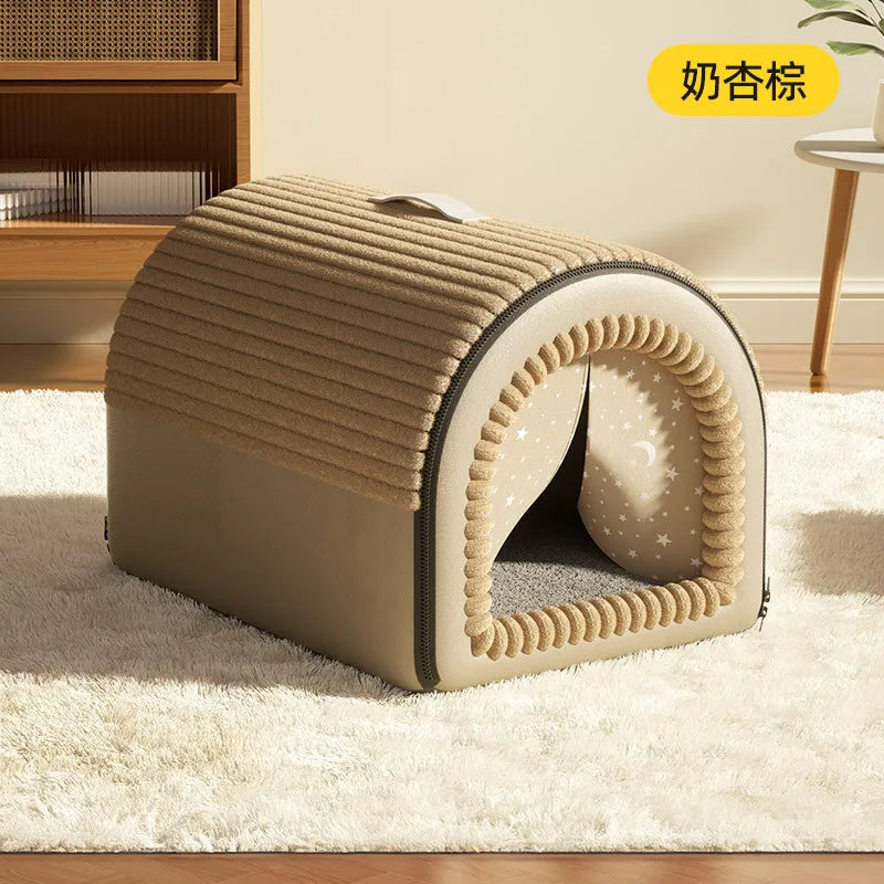 Winter Warm Enclosed Pet Tent for Cats Dogs, Soft Washable Indoor Pet Bed House All Seasons