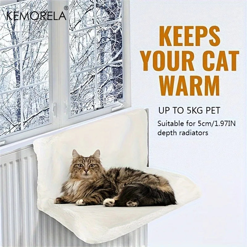 Cat Radiator Bed Hanging Cat Cradle Hammock Small Pet Animal Hanging  Bed with Metal Frame Luxury Warm Fleece Basket for Cats